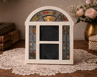 Vintage Window Double Photo Frame | Floral Cottagecore Shabby Chic Decor (2x2)