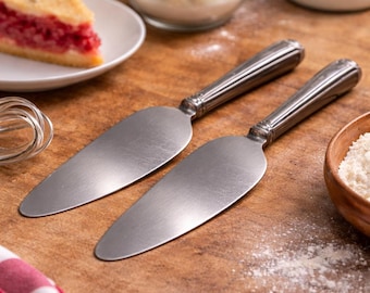 Juego de 2 palas para tartas vintage Wm. A. Rogers, de acero inoxidable, con acabado plateado. Utensilios para servir postres.