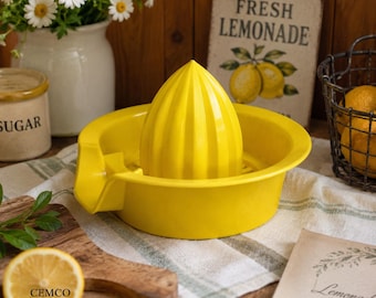 Exprimidor de cítricos amarillo vintage CEMCO fabricado en EE. UU. Exprimidor de limones y naranjas