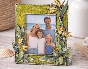 Vintage Tropical Bird of Paradise 3x3 Photo Frame – Coastal Boho Decor