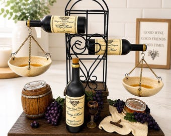 Yankee Candle Vintage Botella de Vino Merlot Báscula Quemador de Tartas Decoración Uvas Raro Descatalogado 12x11