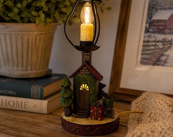 Lampada da cottage vintage, luce per la casa, design esclusivi di Crazy Mountain, decorazioni natalizie, mini lampada rustica per cabina