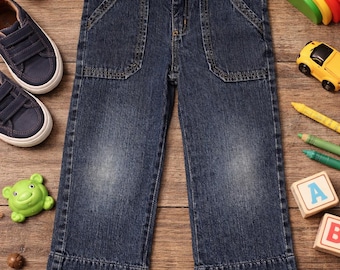 Vintage Boys Jeans Size 4T Offcorss Denim Pants 90s Kids Denim Elastic Waist