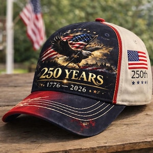 250th Anniversary Baseball Hat, Eagles USA Flag, Patriotic 4th of July Cap, Semiquincentennial 1776-2026