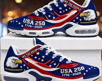 Zapatillas deportivas del 250.º aniversario de EE. UU. / Rojo, blanco y azul patriótico con águila americana / Calzado del semiquinto centenario 1776-2026