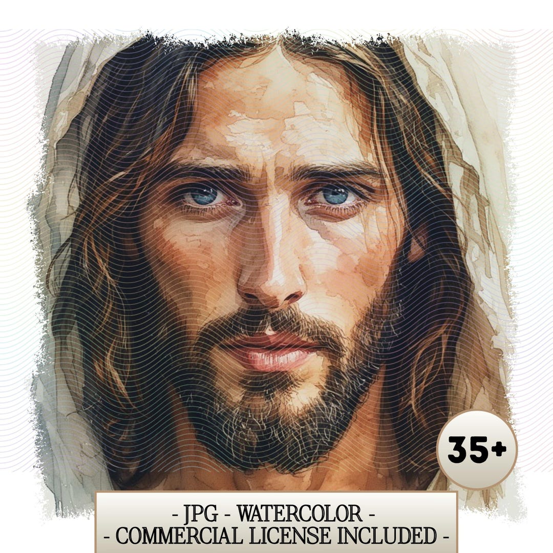 Jesus Christ Clipart Bundle Watercolor - 35 Christian JPG, Church ...