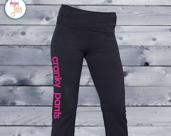 Cranky Pants Capri Yoga Pants: Foldover Waist, Cotton Spandex