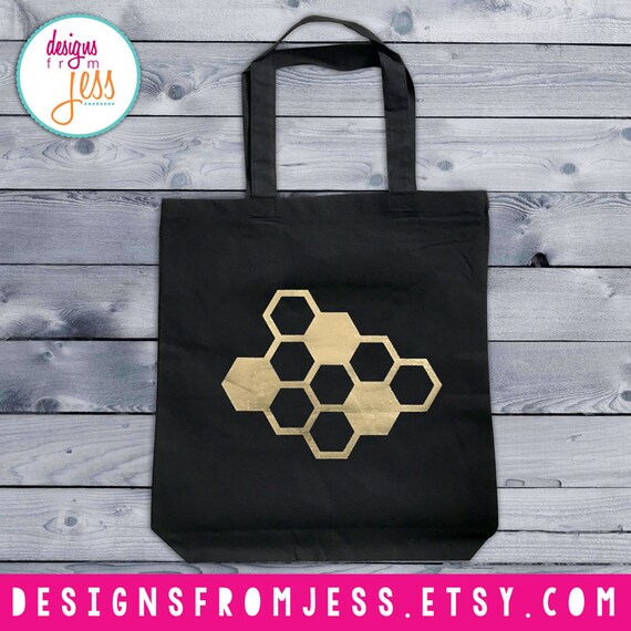 Honeycomb Tote Bag Gold Alloy Honeycomb Cotton Tote Bag Etsy