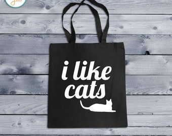 I Like Cats Tote Bag - Cat Lady - Furmom Grocery Bag - Cotton Tote - Cat Lover Bag