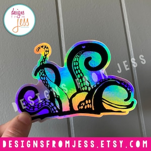 Holographic Octopus Tentacles Sticker: Kraken Rainbow Decal