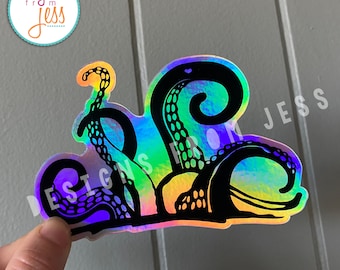 Holographic Octopus Tentacles Sticker: Kraken Rainbow Decal