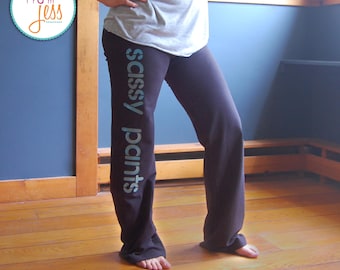 Sassy Pants Yoga Pants: Slim Flare Cotton Blend