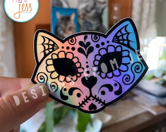 Black Cat Holographic Sticker: Weather Resistant Vinyl