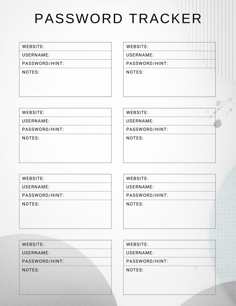 Password Tracker Printable PDF | A–Z Login Organizer With Categories ...