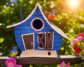 Rustic Cabin Birdhouse, Custom House and Roof Colors, 3D Printed Woodland Garden Decor, Bird Lover Gift — photo 4 of 10