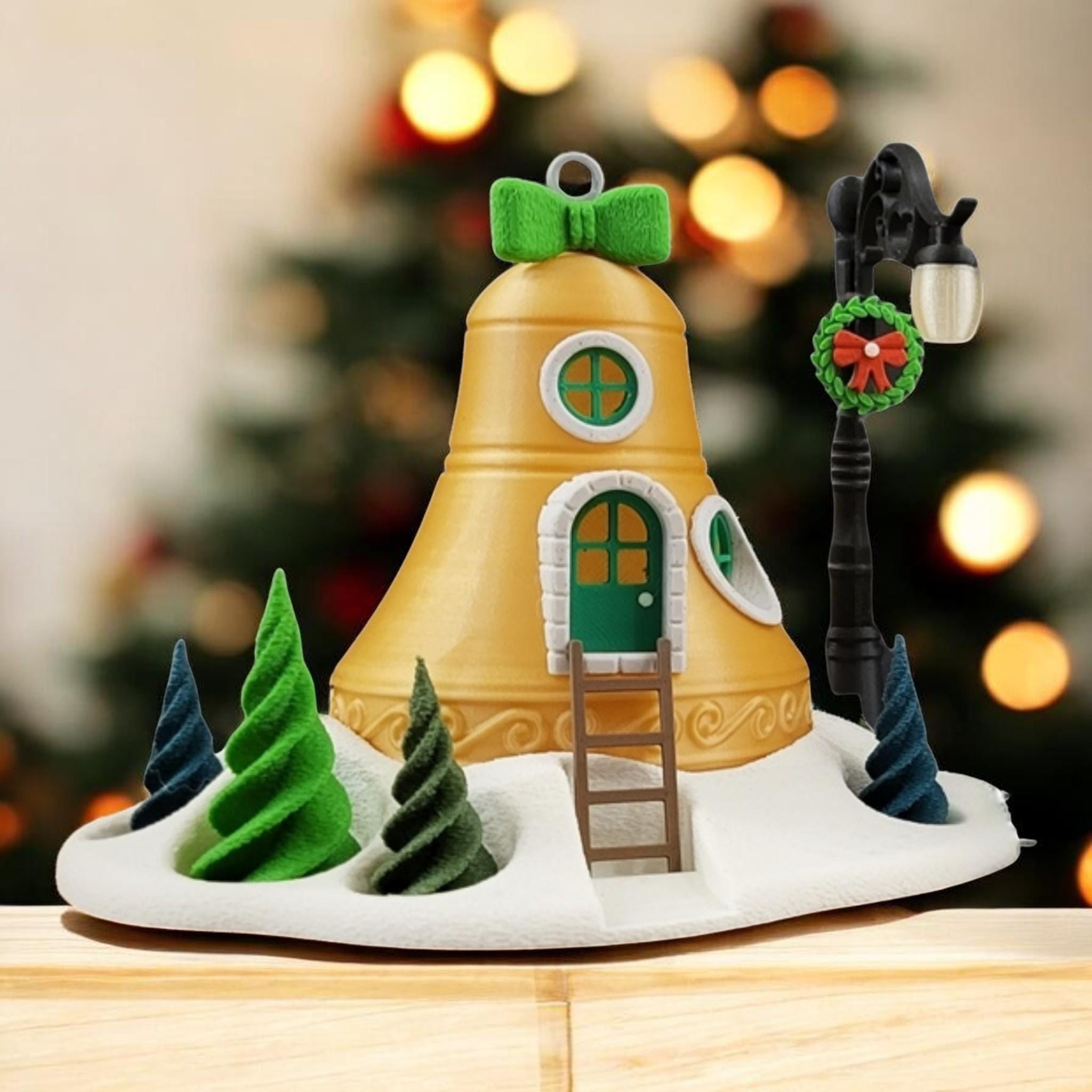 Bell Cottage Fairy House with LED Tealight, 3D Printed PLA Christmas Village Decor — photo 1 of 9