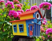 Toon Style Bird House, 3D Printed Whimsical Birdhouse, Custom Two-Color Outdoor Garden Decor, Bird Lover Gift — photo 4 of 8