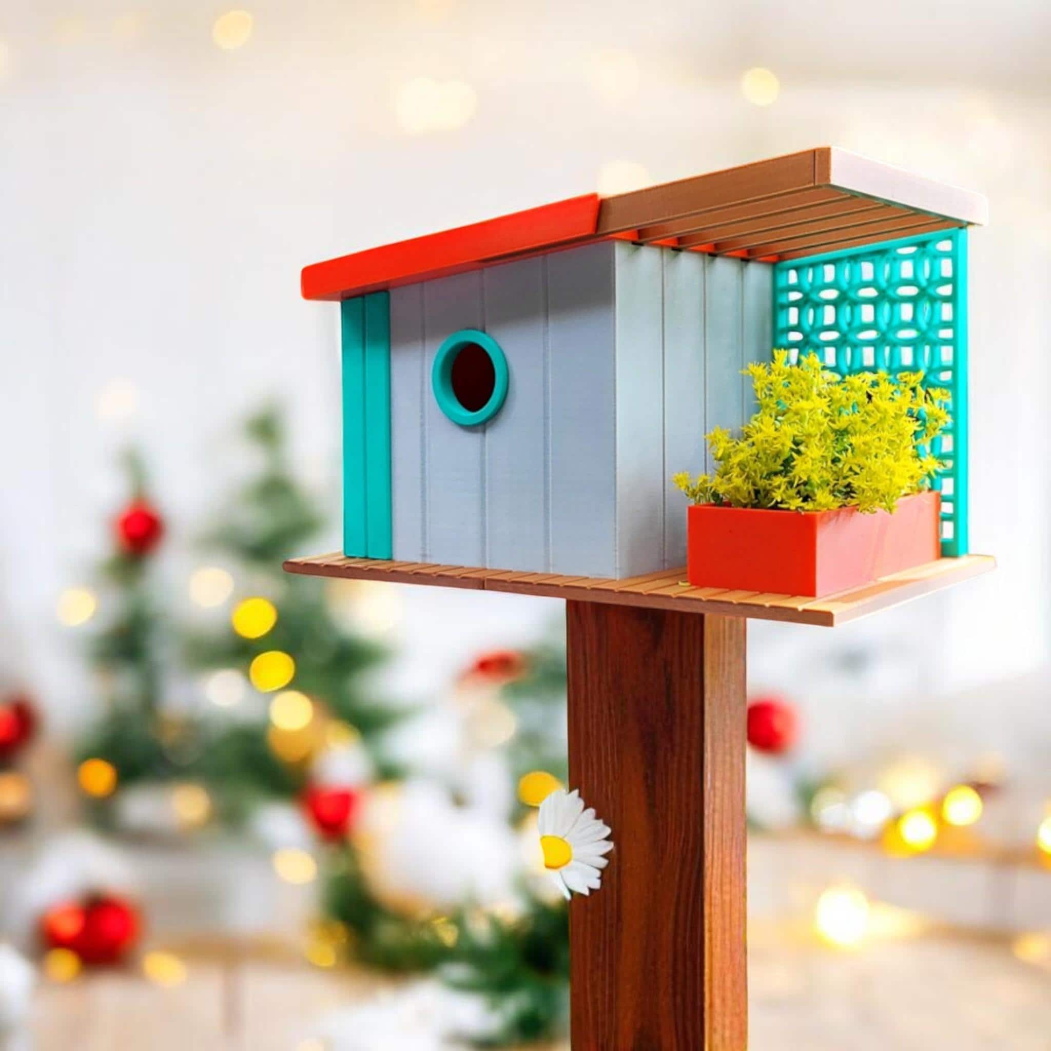 Modern Birdhouse, Mid Century Outdoor Decor with Garden Bird Habitat — photo 1 of 14