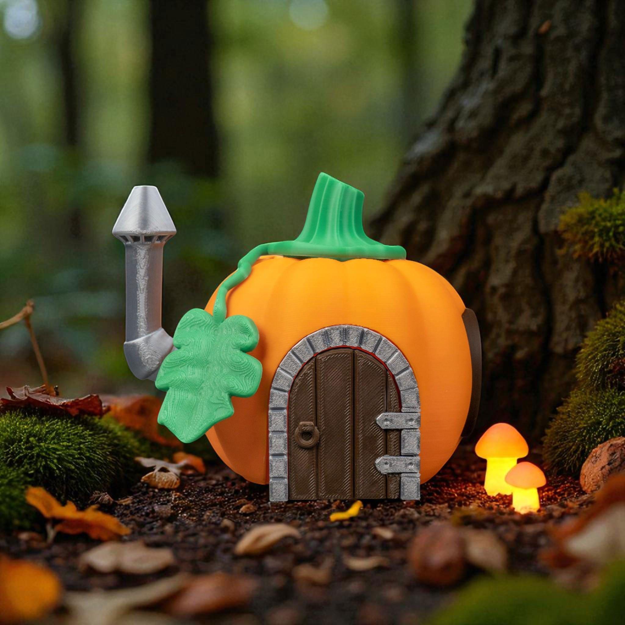 Pumpkin Fairy House Indoor Decor Whimsical Autumn Village Enchanted Cottage Figurine Handmade — photo 1 of 12