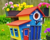 Toon Style Bird House, 3D Printed Whimsical Birdhouse, Custom Two-Color Outdoor Garden Decor, Bird Lover Gift — photo 1 of 8