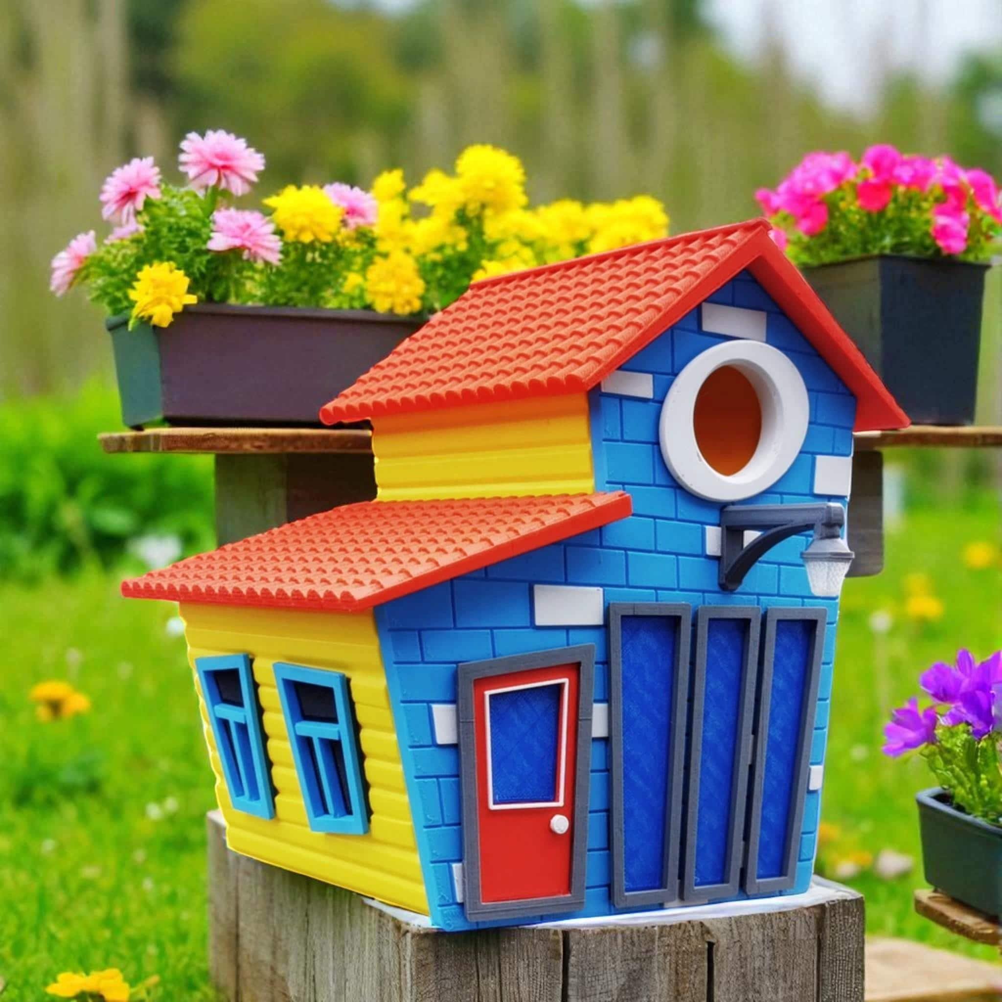Toon Style Bird House, 3D Printed Whimsical Birdhouse, Custom Two-Color Outdoor Garden Decor, Bird Lover Gift — photo 1 of 8