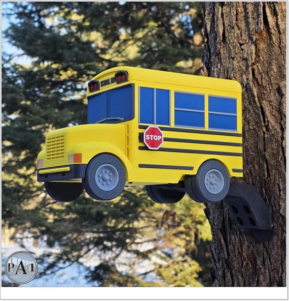 School Bus Birdhouse | Quirky Yard Art for Outdoor Decor
