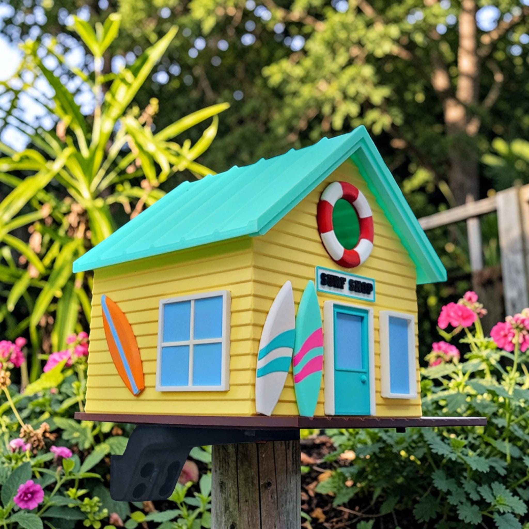 Surf Shop Birdhouse Coastal Beach, Tropical Backyard, Nautical Garden Decor, Ocean Lover Gift — photo 1 of 19