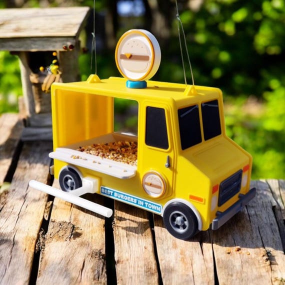 Food Truck Bird Feeder Outdoor | 3D Printed Garden Decor | Whimsical Yard Accent