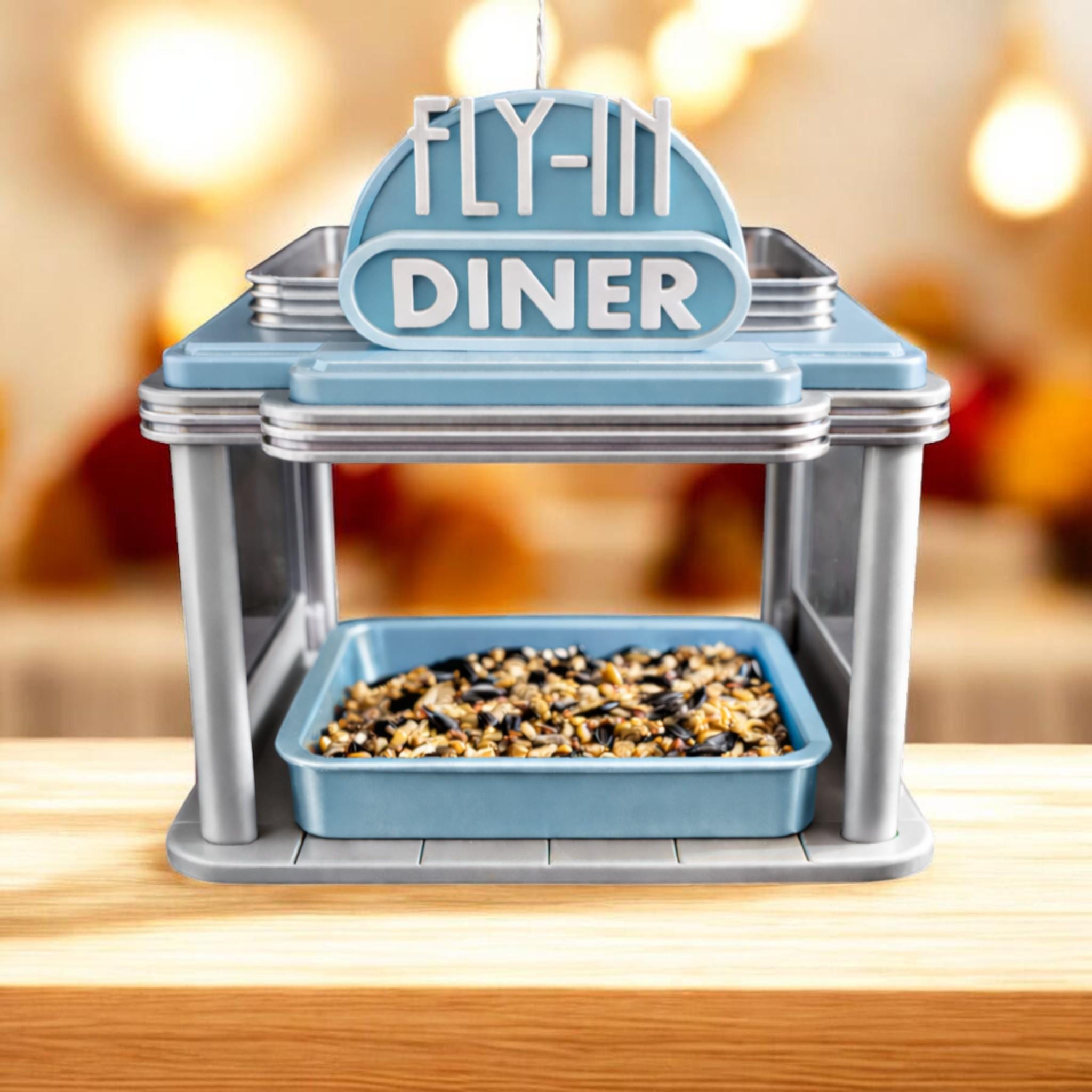 Retro Diner Bird Feeder, 1950s Vintage Outdoor Bird Feeder, Americana Garden Decor, Unique Bird Lover Gift, Backyard Patio Hanging — photo 1 of 20
