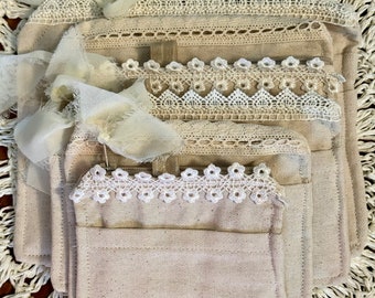 Linen & Lace- Rings Fabric Inserts