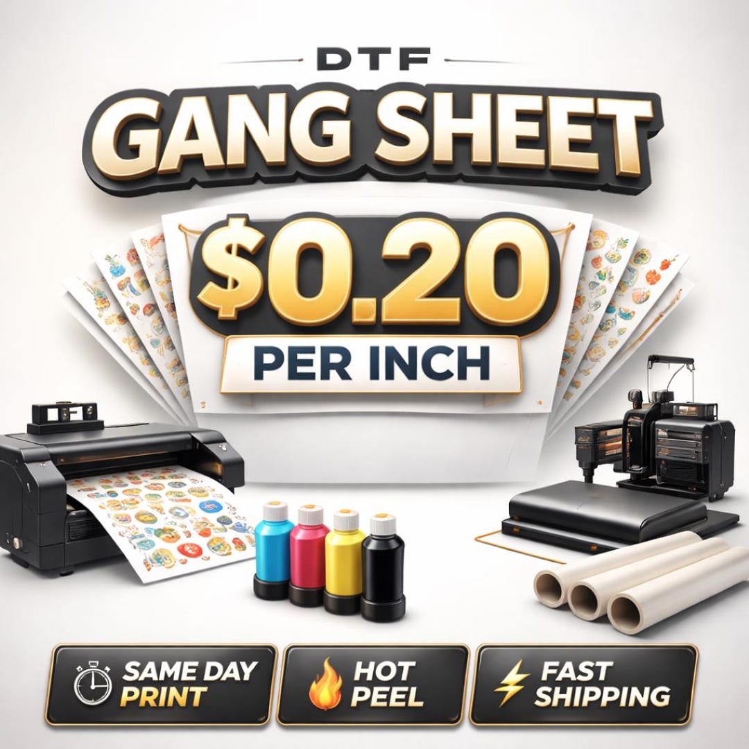 Custom DTF Gang Sheet, Full Color Ready to Press Heat Transfer, Direct ...