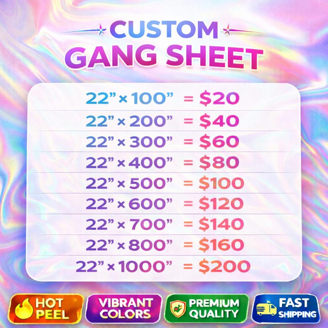 Custom Direct to Film Gang Sheet, Bulk DTF Transfers Ready to Press ...