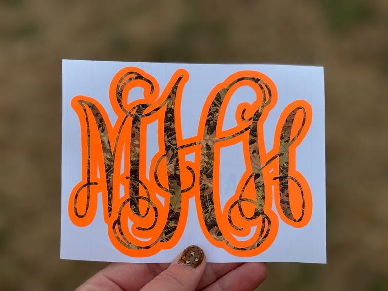 Camo Monogram Decal, Personalized Hunting Initials, Outdoor Vinyl ...