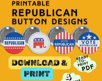 Diseños de insignias de votación republicanas de 32 mm imprimibles para máquinas de fabricación de botones