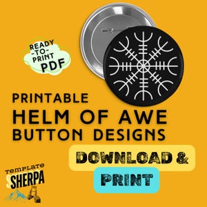 Diseños de botones "Helm of Awe" (PDF imprimible para máquinas de botones de 32 mm) (Descarga digital)