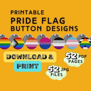 Pride Flags Button Designs - 26 Flags, Print-Ready (PDF & JPG Digital Download)