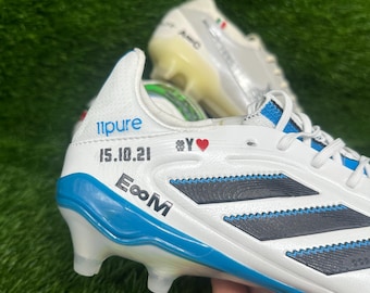 Custom Football Boot Sticker Pack | Heart Name, Date & Infinity Symbol | Personalized UV DTF Decals
