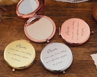 Espejo compacto para mamá, espejo de bolsillo personalizado, regalos para mamá, regalo de cumpleaños para mamá, regalo para ella