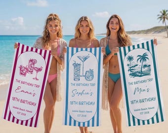 Toalla de baño personalizada, toalla con nombre personalizado, toalla rosa ondulada, toalla de playa suave, toalla de baño para niños, regalo de baño para ella.