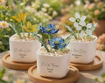 Glasblumenstrauß, Doktoranden-Abschlussgeschenk, Glasmalereiblumen, geblasene Glaskunst, Doktor der Philosophie-Andenken, mundgeblasene Glasblumen