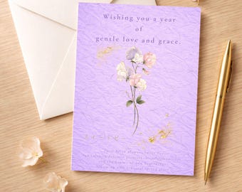 Birthflower Print | April Birth Flower Sweet Pea Birthday Card | Language of Flowers Art | Minimalist Luxury Greeting | Instant Download