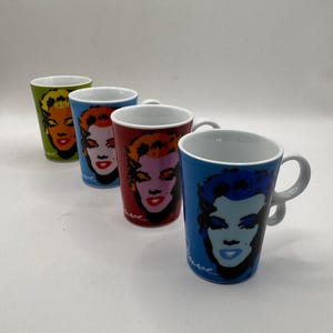 Juego de 4 vasos de chupito de espresso inspirados en Marilyn Monroe de Andy Warhol, de AOC.