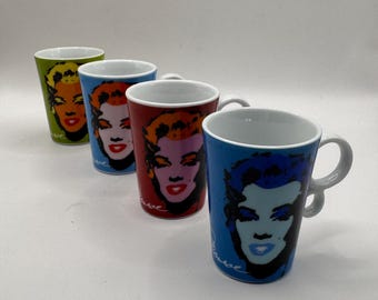 Set of 4 Andy Warhol inspired Marylyn Monroe espresso shot glasses by AOC