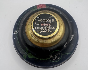 Vintage Georgia Rose Cold Cream Tin, 1920s Art Deco Vanity Collectible (Harmony of Boston)