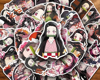 Cute Bamboo Girl Sticker - Pink Kimono Anime Decal - Japanese Demon Sister Art - Kawaii Manga Stationery - Waterproof Vinyl Gift