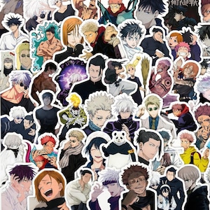 May include: A collection of anime-style stickers featuring various characters in dynamic poses. The stickers showcase a range of colors and expressions, with detailed artwork and bold outlines. The stickers are on a white background.