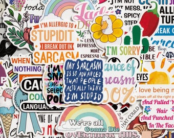 50pcs Funny Sarcastic Stickers, Allergic To Stupidity Snarky Quote Decals, Waterproof Vinyl For Laptop Kindle Insert, Coworker Gag Gift