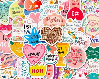 50 pegatinas de Feliz Día de la Madre, calcomanías estéticas Pink Coquette, paquete de vinilo impermeable para agendas, tarjetas DIY, el mejor regalo para mamá
