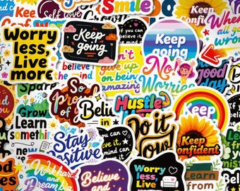 56pcs Positive Affirmations Stickers, Motivational Quote Decals, Waterproof Vinyl For Kindle Insert Bujo, Mental Health Soft Girl Gift