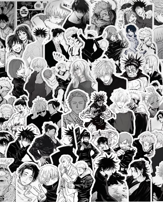 53pcs Dark Fantasy Manga Stickers, Grunge Aesthetic Waterproof Vinyl Pack For Bullet Journal Kindle, Anime Fan Gift